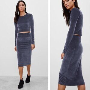 NWT WILFRED FREE Aritzia Bela Velvet Midi Skirt Size XXS Darkness